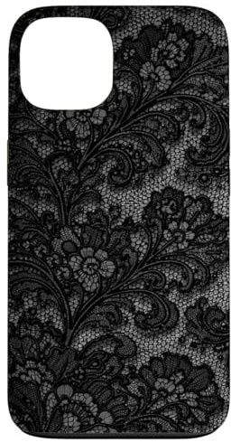 Vintage Black Lace Pattern Flowers Elegant Fabrec Floral Case for iPhone 13