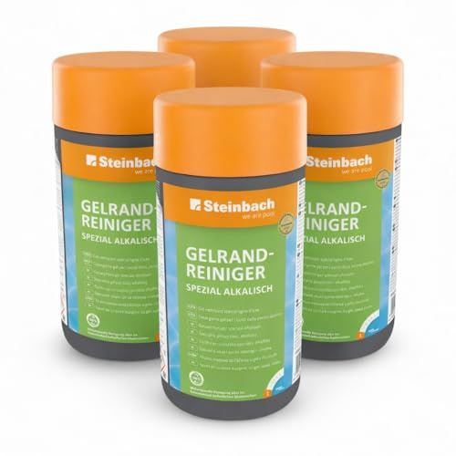Steinbach Poolpflege Gelrandreiniger Spezial - 0755101TV04-4x1 l - Alkalischer Reiniger gegen Schmutz-, Fett- & Rußränder - Dickflüssige Form - Für Pools innen & außen – Zur Frühjahrsgrundreinigung