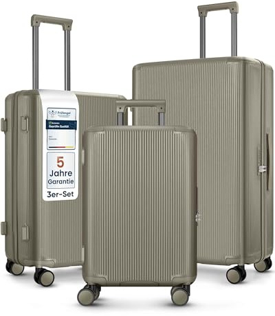 4FLY Leichter Premium Hartschalen-Reisekoffer Set 3-teilig (M/L/XL) – Koffer Set mit TSA-Schloss, 4 Spinner-Doppelrollen & Aluminium-Teleskopgriff, Reisegepäck Set mit Handgepäck & Aufgabegepäck