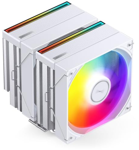 Jonsbo CB80 CPU-Kühler – weiß | Dual-Tower-Cooler mit 2X 120-mm-PWM-Lüftern, 6 Heatpipes und RGB-Beleuchtung