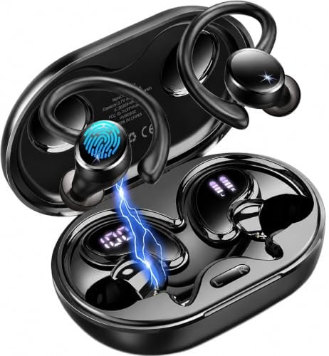 Matast Cuffie Bluetooth 5.4 Sport, 50 Ore Cuffie In Ear con Cancellazione Rumore ENC e 4 HD Mics, Auricolari Bluetooth con 6D Bass Stereo, Cuffie Senza Fili HiFi con LED Display, IP7 Impermeabile
