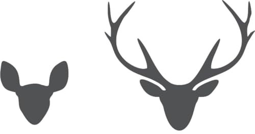 CLICKANDPRINT Aufkleber » WC Sticker REH & Hirsch, 15x7,8cm, Dunkelgrau • Wandtattoo/Wandaufkleber/Wandsticker/Wanddeko/Vinyl