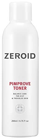 ZEROID Pimprove Toner 200ml, Mit Ceramid, Zink und Salicylsäure, Ausgewogene Pflege für fettige und rissige Haut, Hautausgleich und Porenverfeinerung, Koreanische Hautpflege mit MLE-Technologie