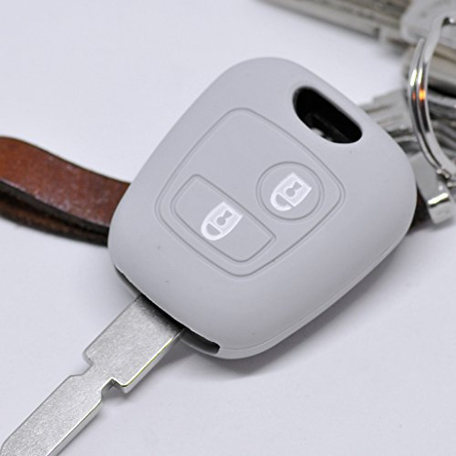 Soft Case Schutz Hülle Auto Schlüssel für Citroen Berlingo C1 C2 C3 Toyota Aygo Peugeot Partner 107 206 SW CC 406 307 Remote/Farbe: Grau