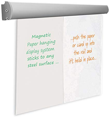 Wonderwall Magnetic Flipchart Pad A1 Holder, Paper Display Rail for Steel Magnetic Whiteboard - (H) 55 x (W) 665 x (D) 30mm - Ideal for Office, School, Display