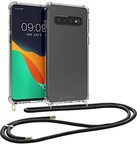 kwmobile Necklace Case kompatibel mit Samsung Galaxy S10 Hülle - Silikon Cover mit Handykette - Band Handyhülle Transparent Schwarz