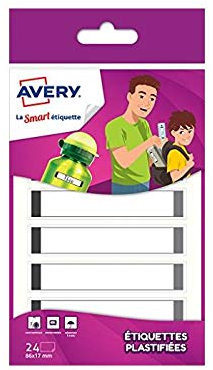 Avery Etiketten, laminiert, weiß, mit grauem Rand, 86 x 17 mm, 5 Packungen mit 24 Stück
