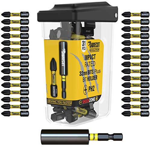 31 x SabreCut SCRPH23231B 32mm PH2 and 60mm Impact Bit Holder Magnetic Impact Screwdriver Driver Bits Set Single Ended Phillips Heavy Duty