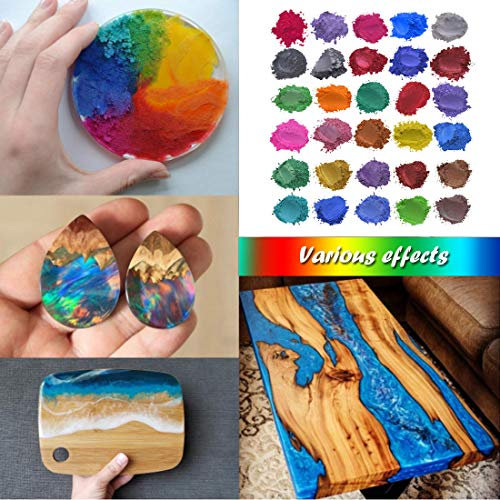 Epoxidharz Farbe Metallic 150g (30er×5g), Seifenfarbe Set,Mica Powder Pigmente Pulver, Seifen-Farbstoff-Glimmer-Pulver Pigment Farbpulver Mica Pulver für Seifenherstellung Epoxy Resin Gießharz