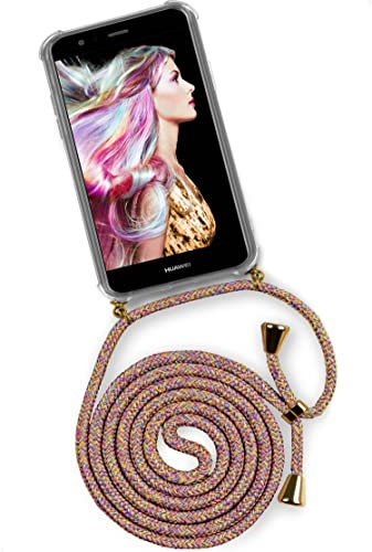ONEFLOW Twist Case – Handyhülle mit Band für Huawei P10 Lite - Handykette zum Umhängen, Hülle mit Kette abnehmbar, Handy Umhängeband, Schutzhülle und Kordel – Rainbow