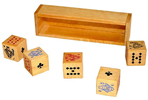 Würfelpoker Spiele Box, Pokerspiel, Poker mit Würfeln für mehrere Personen, Spielebox, Knobelholz Gesellschaftsspiel, Glücksspiel, Familienspiel, Spieleabend, Bar Spiel,