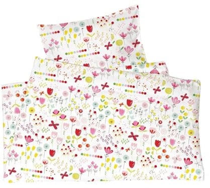 Bio Kinderbettwäsche 100% Bio-Baumwolle (kbA) GOTS zertifiziert, Blumenwiese, 100 x 135 cm / 40 x 60 cm, Perkal-Stoff