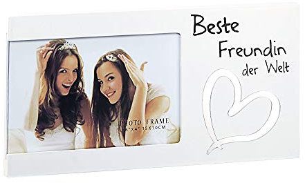 Cepewa Bilderrahmen Beste Freundin der Welt Fotorahmen Spiegel-Herz Rahmen für Bild 15 x 10 cm (1 x Bilderrahmen Beste Freundin der Welt)