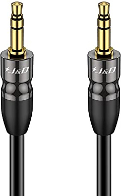 J&D Cavo AUX Jack 3,5 mm TRS Maschio a Maschio, Cavo Audio con Connettori Placcati Oro e Guscio in Rame per Auto, Stereo, Altoparlanti e Cuffie, 2,7 m