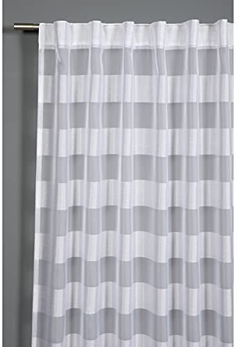 Gardinia Vorhang mit verdeckten Schlaufen, Lichtdurchlässig, Transparent, Gardine mit Blockstreifen, Weiß, 140 x 245 cm