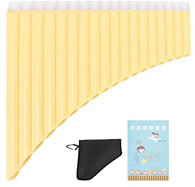 Panflöte ABS 16-Ton Tube C-Key Musikinstrumente mit Nylon Gepolsterter Handtasche für Kinder Erwachsene Anfänger(yellow)