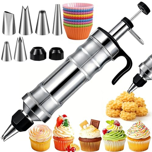 Suuker Dessert Decorating Syringe Set, Stainless Steel Icing Piping Kit