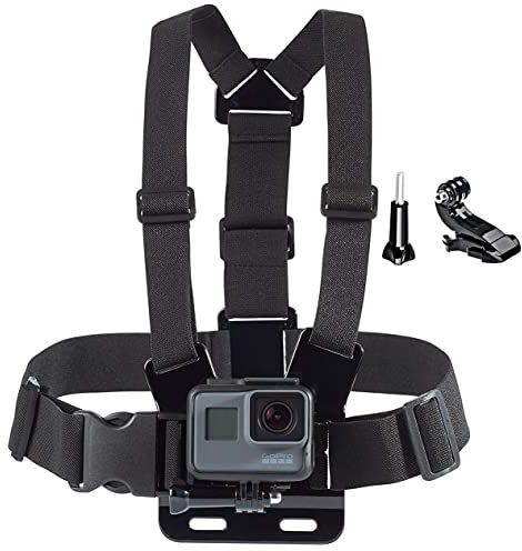 micros2u Action Camera Adjustable Chest Strap Harness Mount with J Hook Adapter. Compatible with Gopro Hero 13 12 11 10 9 8 7 6 5 4 3 / DJI, AKASO, Apeman, Apexcam & Most Action Cameras