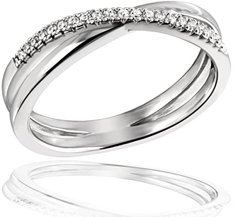 goldmaid Damen-Ring 925 Sterlingsilber 21 weiße Zirkonia, poliert (54)