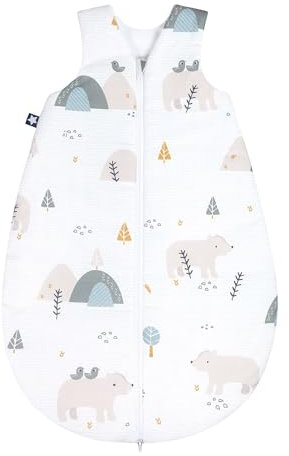 Julius Zöllner Sommerschlafsack, 0,5 TOG, waschbar bei 60°C, Made in Germany, Oeko TEX Standard 100, Mountain Bear, Gr. 80