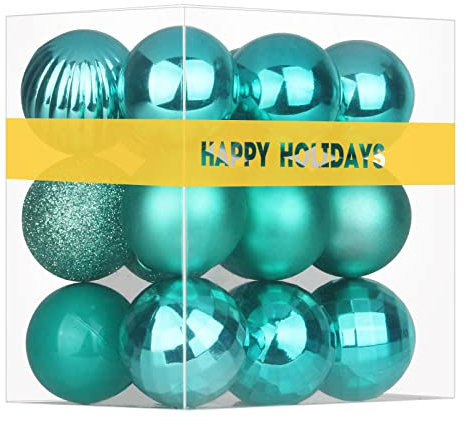 Blaugrün, 4,1 cm, kleine Weihnachtskugeln, Weihnachtsbaumschmuck, Ornamente, bruchsicher, hängende Kugeln für Geburtstag, Halloween, Urlaub, Hochzeit, Dekorationen, Set mit 18 Stück