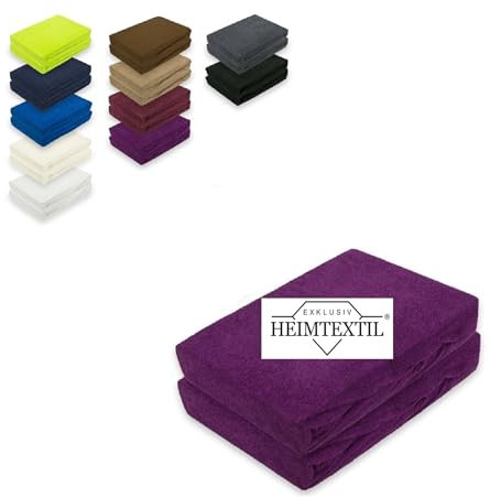 EXKLUSIV HEIMTEXTIL Frottee Spannbettlaken Marke Doppelpack 120 x 200 cm 80% Baumwolle, 20% Polyester Öko - Tex Zertifiziert, Markenqualität, Matratzenhöhe bis 25 cm, Lila