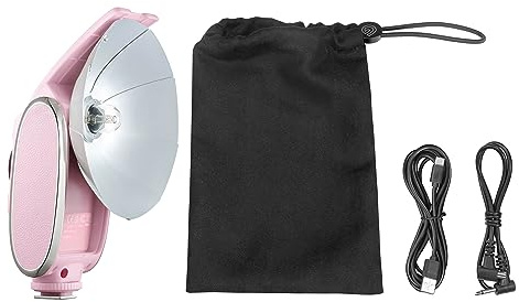 Godox 1/1-1/64 Lux Senior Speedlite With Hot Shoe Mount Camera Flash Proffessional Photography Lighting LED Video Flash Portable Battery Powered Light (Pink)