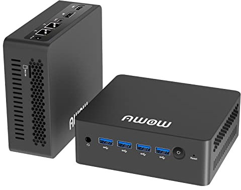 AWOW Mini PC AK50,11th Gen N5095 Prozessor(Up to 2.9GHz) Mini Computer, SODIMM DDR4 16GB+256GB M.2 SATA3 SSD, 4K Triple-Videoausgang, Dual WiFi, RJ45×2 LAN, 4 x USB 3.0, BT 4.2