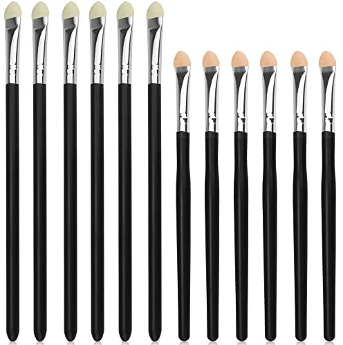HAOMEEDUO 12 Stk Lidschatten Pinsel Schwamm Schminkpinsel Lidschatten Applikatoren 15/13cm Eyeshadow Pinsel Schwarz Augenpinsel Makeup Lidschattenpinsel Set Schattenpinsel für Anfänger Frauen Mädchen