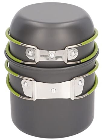 Restokki Titan-Camping-Topf, Camping-Kochgeschirr mit klappbarem Griff, Aluminiumlegierung, Edelstahl, Gummi, Grau, Klein