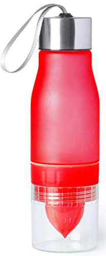 700ml Sports Water Bottle BPA Free with Juicer with Stopper Leak-free Suitable for Gym Yoga Running Football Basketball Sport (RED)