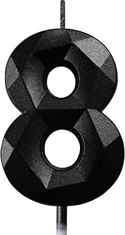 Birthday Candles for Cakes 0-9 Number Candles Black Birthday Cake Candles for Anniversary Birthday Party Decorations Cake Toppers Number 8 Cake Candles