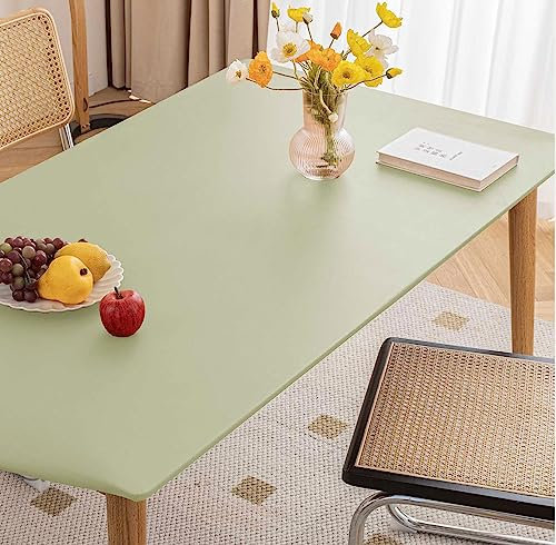 Cozomiz Cuero de PU Mantel de Elástica Ajustada Protector de Mesa Rectangular Impermeable Cubierta de Mesa Resistente a Agua 70x130cm Verde