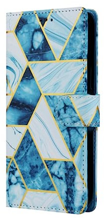 MHtech Case For Apple iPhone 7 iPhone 8 iPhone SE 2020 2022, Phone Case Marble Leather Geometric Book Flip Stand Card Wallet Protective Cover For iPhone 7/8/SE Phone (Blue Marble)