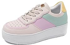QUEEN HELENA Scarpe da Ginnastica Stringate Sneakers Platform Casual Donna X22-110 (X29-18 Rosa, Numeric_39)