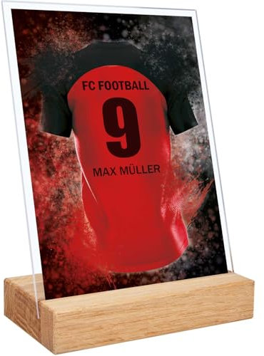 GRAVURZEILE Fußball Bild auf Acrylglas - Fussball Fanartikel Foto Trikot mit Name Nummer & Verein - Personalisierte Geschenke für Männer und Jungen - Geschenk für Ihn - Frankfurt Trikot - 20 x 30 cm