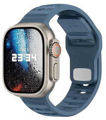 DONEGANI UC1 per Cinturino Apple Watch 40mm 44 mm 46mm 42mm 45mm 41mm 38mm 49mm Se Ultra 2 Serie 10 9 8 7 6 5 4 3 Band Bracciale Sport Silicone, Blu Abisso