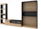 Skraut Home | Muebles de Salón para TV | Conjunto de Muebles Comedor | 320x186x35cm | Chimenea eléctrica | Estilo Moderno | Roble y Negro