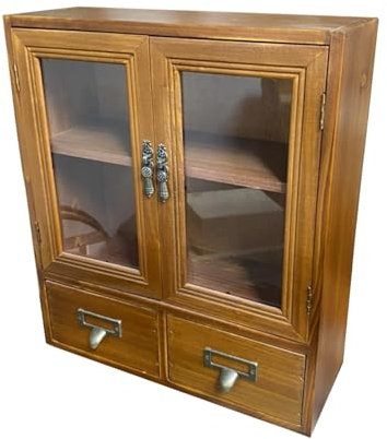 Colcolo Vetrina per tazze retrò, armadietto multifunzionale in legno, contenitore da tavolo, per cucina, soggiorno, stile a