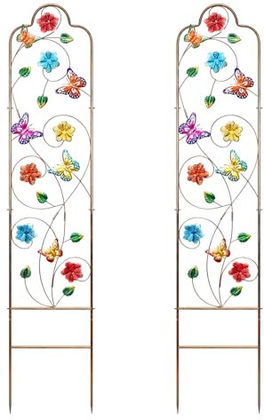 HANAYARD Rankgitter für Kletterpflanzen, Metall, 152,4 cm H x 27,9 cm B, Schmetterling, 2 Stück