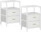 Hzuaneri Nachttisch 2er Set, Beistelltisch mit 2 Stoff-Schubladen und Regalen, Offenes Fach, Couchtisch, Nachtschrank Schlafzimmer, für Wohnzimmer, Schlafzimmer, Weiß NS30713W
