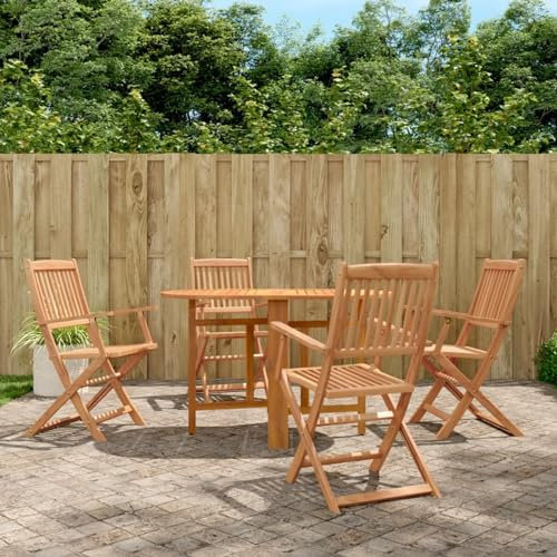 Tidyard 5-TLG.Garten Essgruppe Gartenmöbel Set,Sitzgruppe Esstisch mit Stuhl,Terassenmöbel,Gartengarnitur für Garten Terrasse Klappbar Akazie Massivholz-811