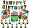 Pixel Luftballon Geburtstagsdeko, 32 Stück Miner Gamer Kindergeburtstag Jungen und Mädchen, Geburtstag Spiel Latex Ballon Cupcake Topper Happy Birthday Banner