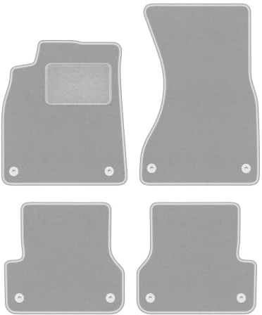 Velours-Fußmatten passend für Audi A6 C7 2011-2017, Grau, OSLO, passgenau | passend für Limousine/Kombi/Avant; Velours-Teppich (Polypropylen), ca. 6,5 mm; rutschfest, runde Befestigungen (Typ AV)