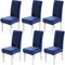 Xundefeng 6er Set Stretch Samt Stuhlhussen für Esszimmerstühle, Schutz Hussen für Stühle Schwingstühle, Dekoration Stuhlbezug für Haus, Küche, Hotel, Party - Marineblau
