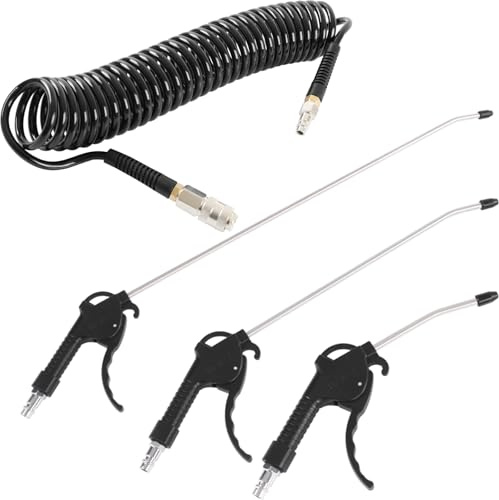 TECPO Druckluftschlauch, 6 Meter mit Ausblaspistole Druckluft Set [3 Größen]