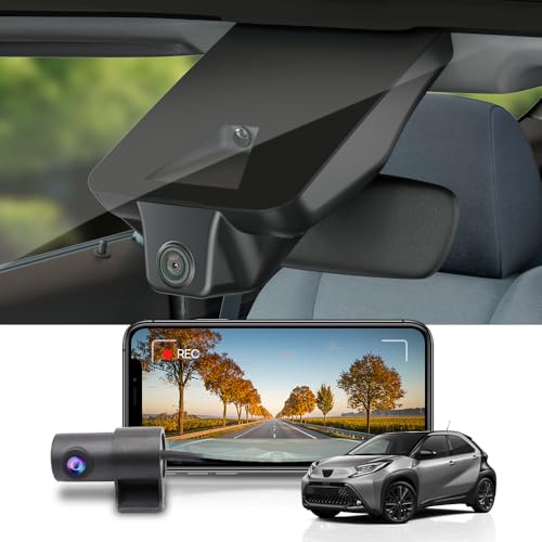 Fitcamx Dashcam Auto Vorne Hinten 2160P+1080P Kompatibel mit Toyota Aygo X 2018-2025, OEM Dashcam 4K UHD Video WiFi, Loop-Aufnahm, G-Sensor, WDR Dash Camera Auto, Plug & Play, mit 128GB Karte