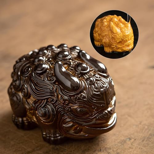 ICHAG Tea Pet Small Figurine, 茶宠 Color Changing Chinese Teapet for Desk Decoration, Cute Kungfu Teas Ornament Accessories with Feng Shui Good Luck Charm, Gifts for Tea Lover Friends (Pixiu-Black)
