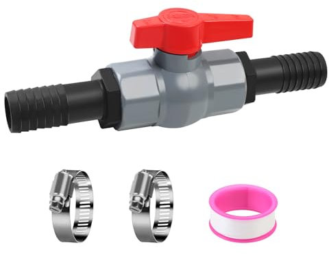 32 mm Schlauchtülle Kugelhahn mit Schlauchanschluss, PVC-Poolventil, Schlauchtülle 32 mm, Schlauchkugelhahn, Garten-, Teich- und Pool-Absperrventil, 2-Wege-Ventil für Schwimmbadschlauch