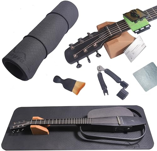 Gitarren-Reinigungsset inklusive Gitarren-Arbeitsmatte, Gitarren-Nackenstütze, Gitarrensaitenkurbel und Schneidewerkzeug für Akustikgitarre, E-Gitarre, Ukulele, Violinen, Bass, Banjo, Geschenk für